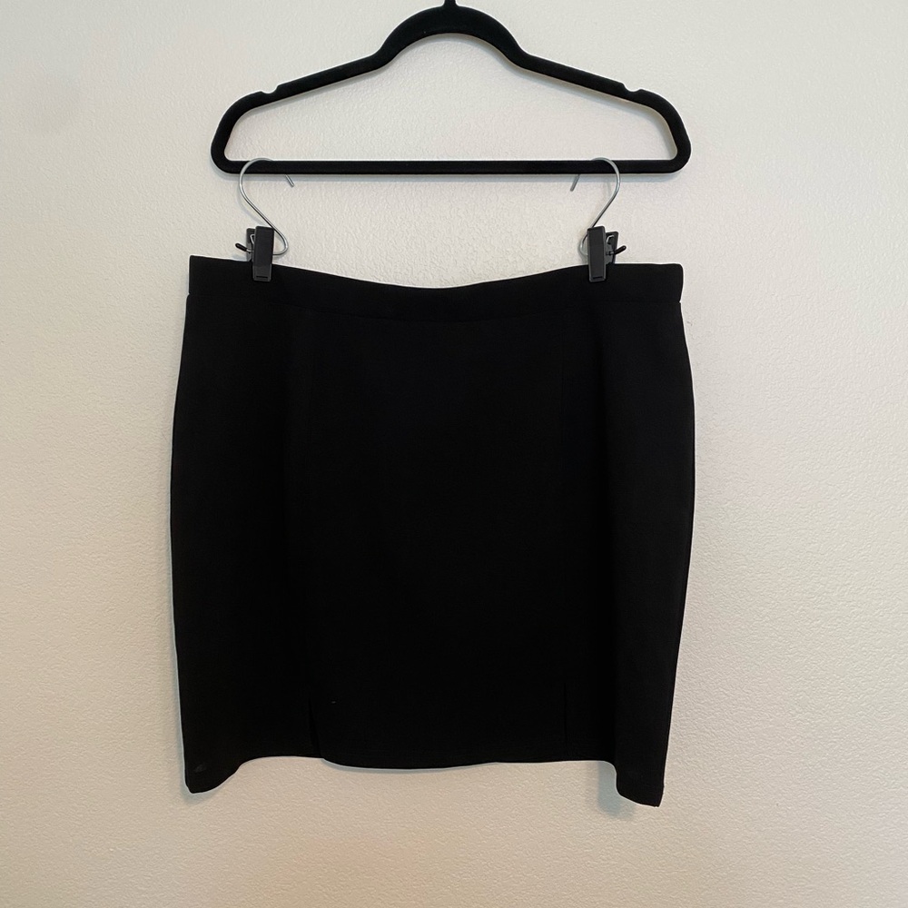 Shein Black Mini Skirt Double Slit Stretch 3XL EUC